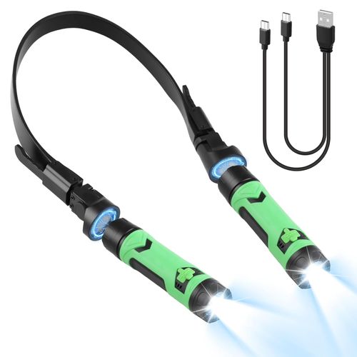 Birthday Gifts for Men Dad Him, Rechargeable LED Neck Reading Light with Detachable Magnetic Torch, Hands Free Neck Light for Knitting, Repairing, Dog Walking & Camping, Cool Gadgets for Men Women