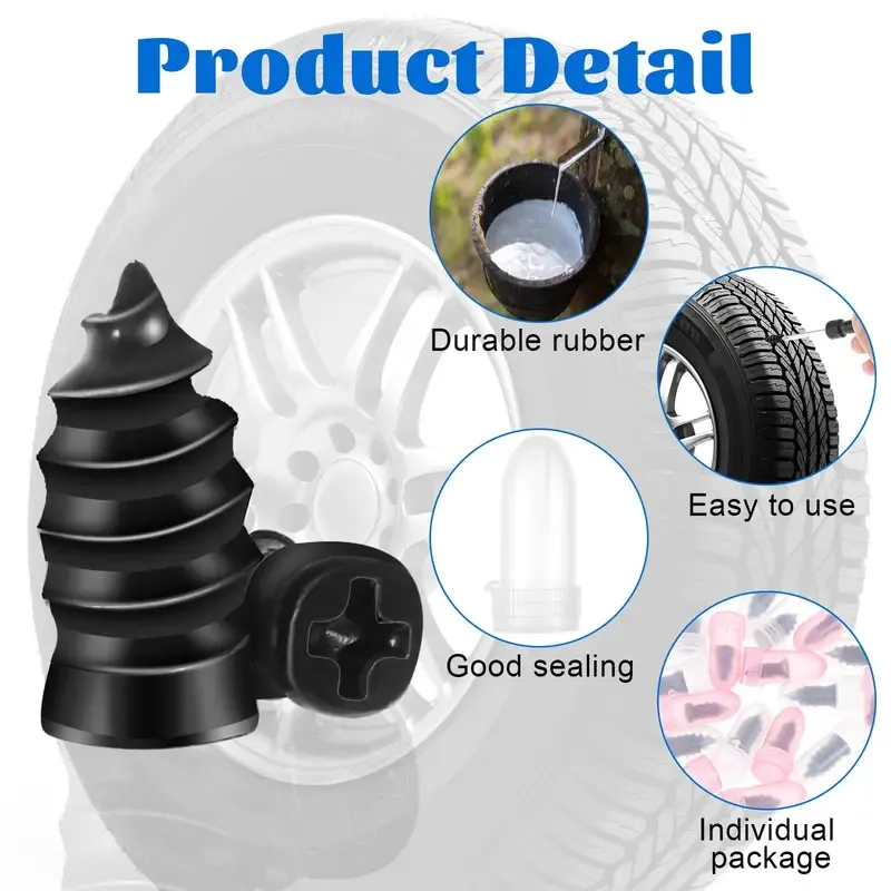 Tire Repair Screws Plugs  Self-service Tyre Repair Vacuum Rubber Nails Kit for Car  Motorcycle  Truck  Tractor Puncture Fast Tyre Repair Supplies