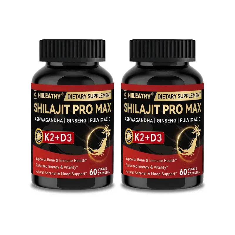 HIILEATHY Optimal Shilajit PRO MAX 60 Capsules Made in USA with Essential Minerals for Healthy Aging and Immune System Support
