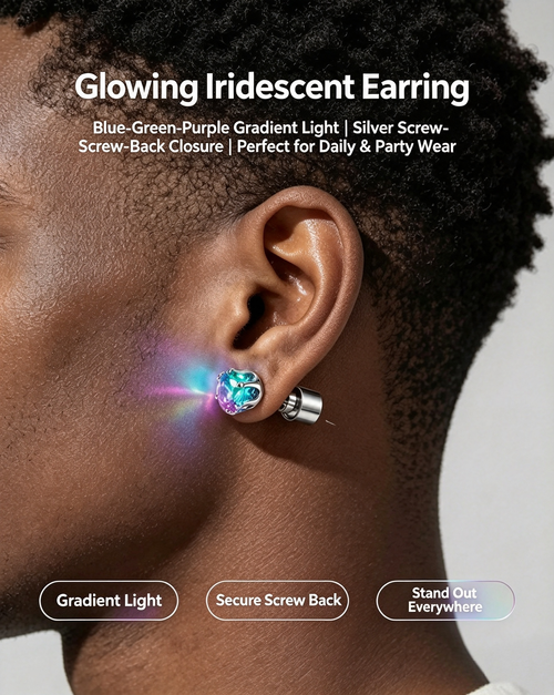Gender-neutral LED light-up earrings with a rhinestone crown pendant, suitable for parties, weddings, birthdays, nightlife, disco, and other celebrations.