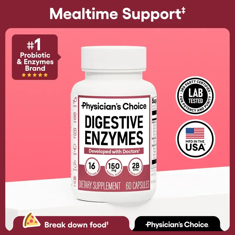 Physician's Choice Digestive Enzymes - Bloating & Mealtime Discomfort Support with Probiotics + Prebiotics for Digestion & Gut Health