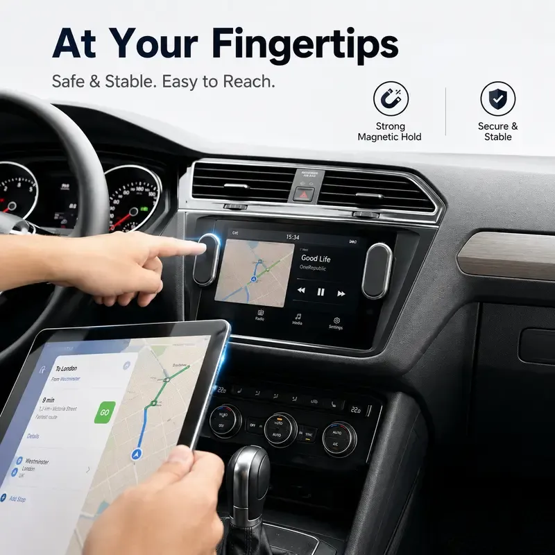 Car magnetic mount: Strong magnetic attachment, 360° rotation, adjustable. Suitable for all phone models.