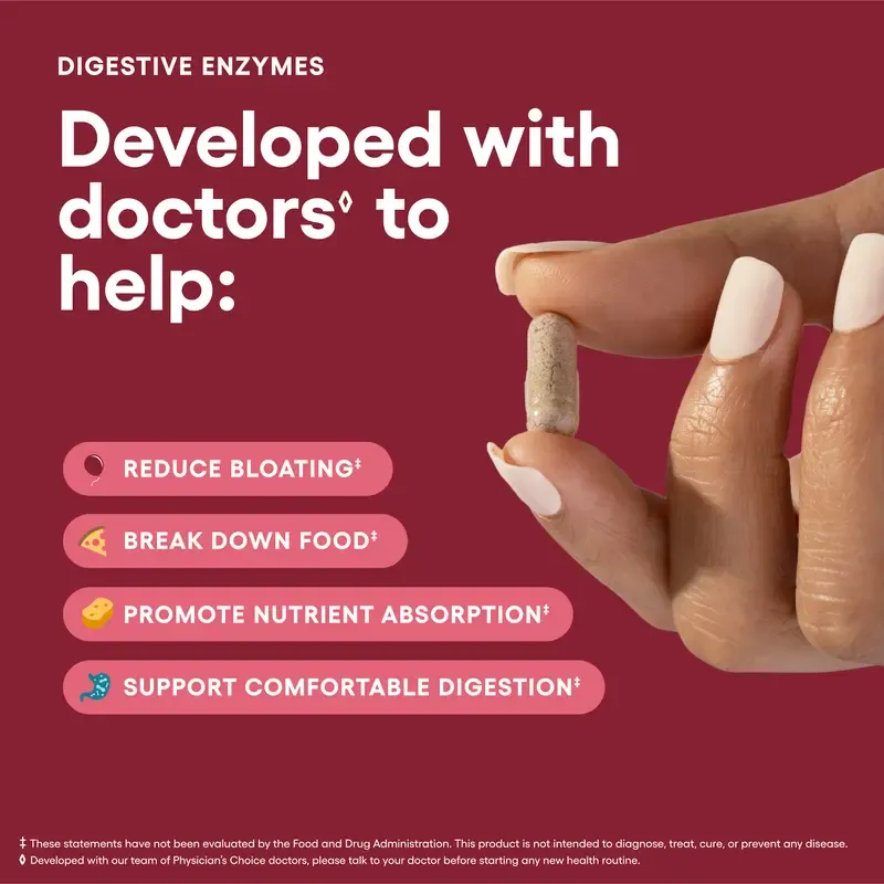 Physician's Choice Digestive Enzymes - Bloating & Mealtime Discomfort Support with Probiotics + Prebiotics for Digestion & Gut Health