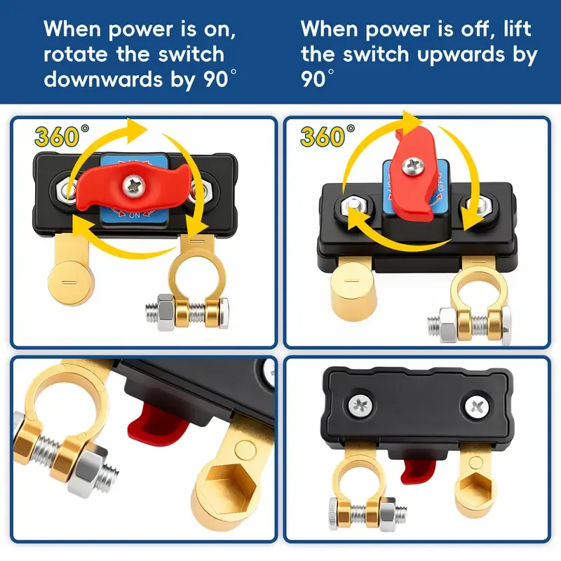 Pure Copper Car Battery Cut-Off Switch Breaker - Metal Vehicle Disconnect Switch with Stable Transmission, High Conductivity - No-Fuss Auto Accessories Interior Tools & Hardware Parts