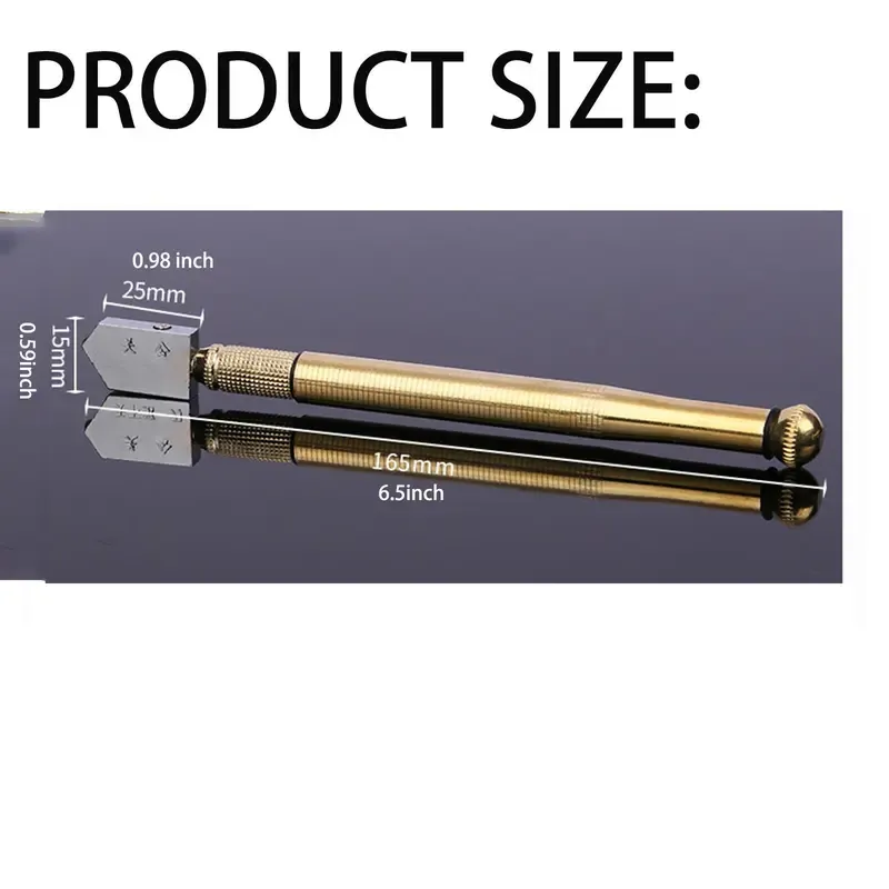 Diamond Head Glass Cutter Tool for 3-15mm Glass & Mirrors, Heavy Duty Steel Blade & Anti-Slip Grip for DIY Glass Cutting