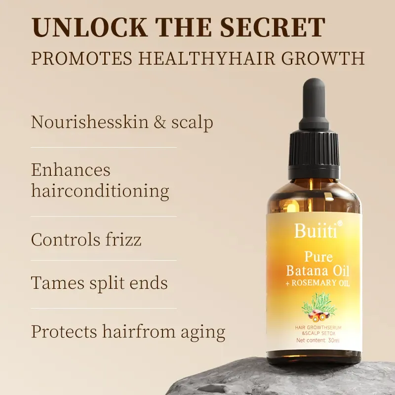 Buiiti Batana Oil with Rosemary for HairGrowth - Nourish Scalp & Detox forStrong &Healthy Hair, Organic BatanaOil with Rosemary -Reduce Hair Loss &Detox Your Scalp (30 mL) Haircare Rosemary Oil