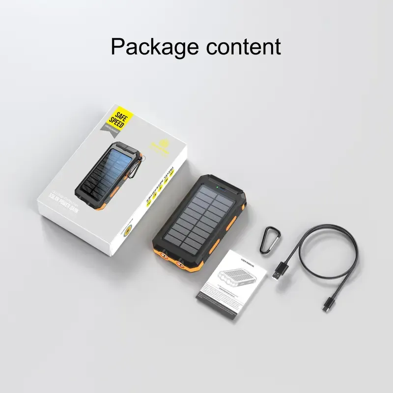 20000mAh Portable Solar Power Bank, Waterproof Solar Phone Charger with LED Light and Dual USB Ports, Compatible with iPhone and Android  GLOBAL PICKS