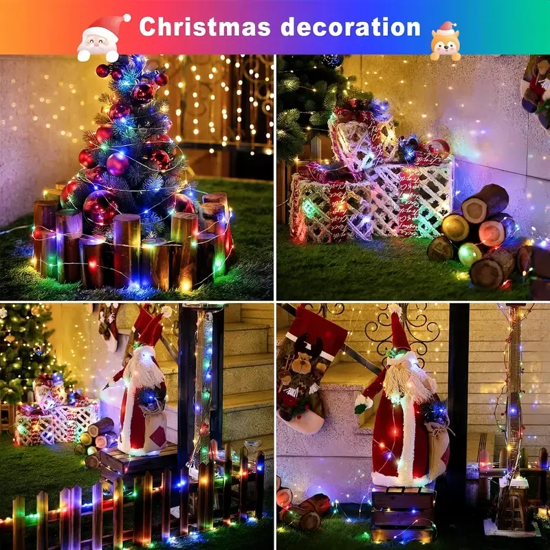 Power outage savior: Solar LED string lights – Buy one, get one free! Featuring 400 LED bulbs, totaling 144 feet in length. With 8 different modes, perfect for outdoor lighting. Powered by solar energy, so you don't have to worry about power outages. Comes with a remote control, ideal for Christmas, garden parties, and other festive occasions, creating a joyful and festive atmosphere