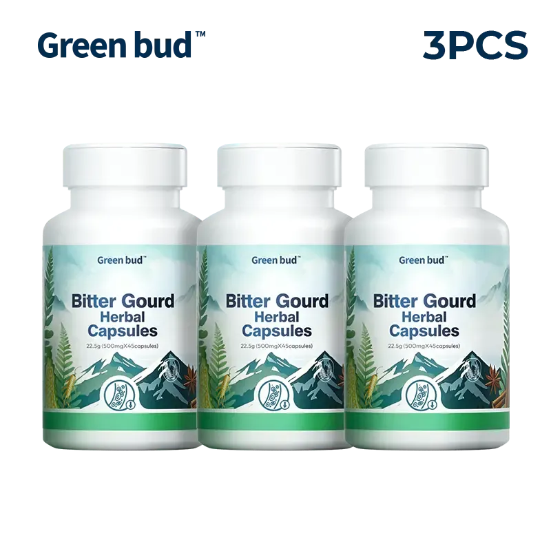 Green Bud 1 Bitter Gourd Herbal Capsules Contain Extracts of Bitter Gourd, Cinnamon, Ginseng, and Mulberry Leaves, etc.