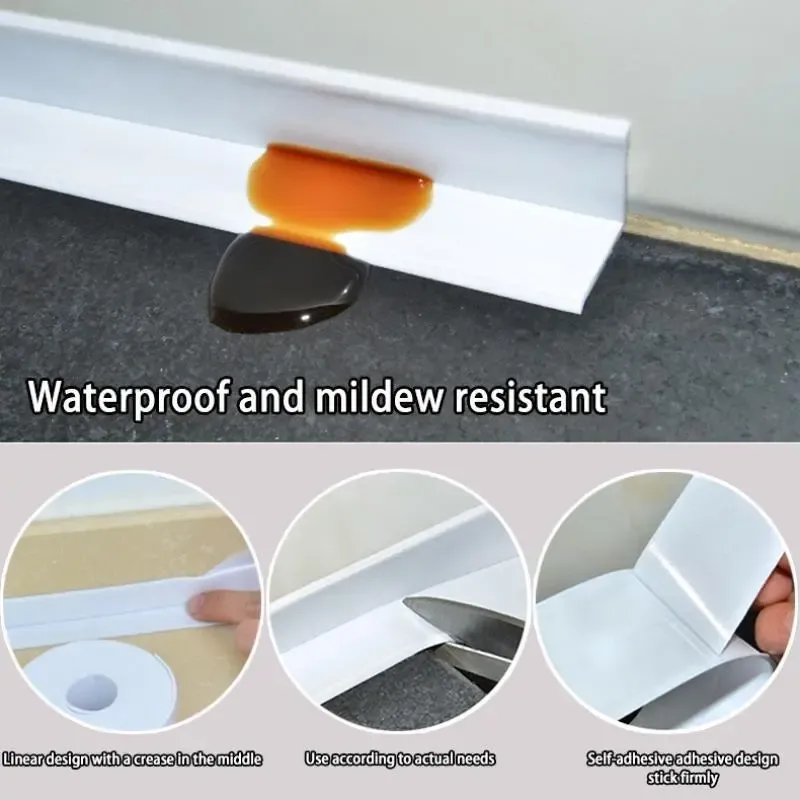 White Waterproof Caulk Tape 3.2m Self-Adhesive Sealing Tape for Bathroom Kitchen Sink Toilet Tub Edges Easy Application & Durability