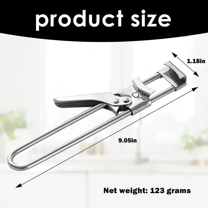 Jar Opener for Weak Hands, Multifunctional Adjustable Can Opener, Stainless Steel Jar Lid Opener Bottle Opener Tool for Seniors with Arthritis, Manual Jar Gripper for Kitchen