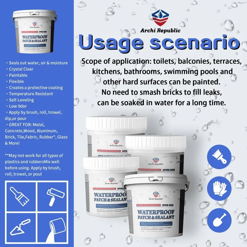 17.05 oz Transparent Waterproof Coating - Invisible Rubber Agent with Super Strong Adhesion, Indoor  Outdoor Concrete Sealant, Wood Sealant Waterproofers