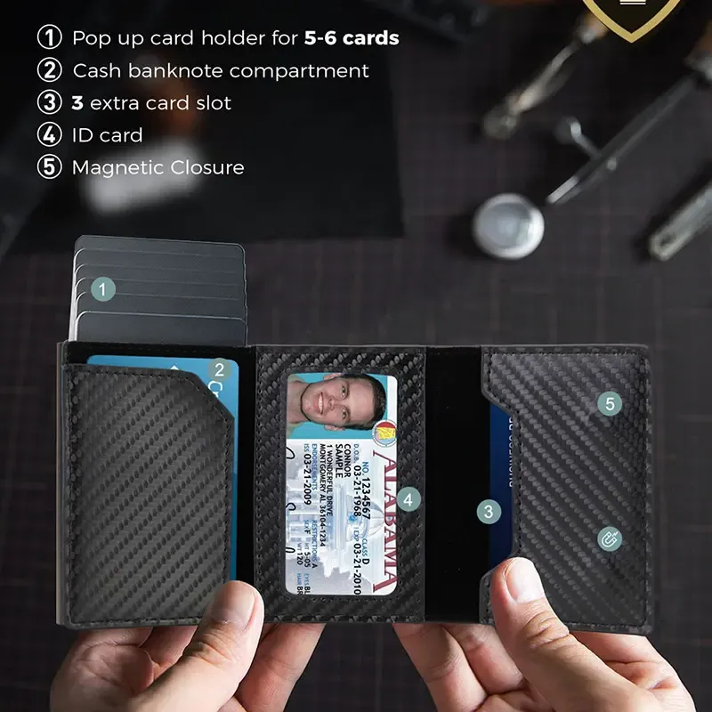 Wallet for Mens Smart Wallet Leather Card Holder Smart,Slim,Minimalist Wallet, Wallet 9-14 Card Capacity | ID Window | Cash Slot