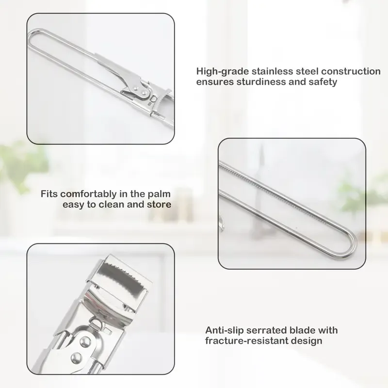 Jar Opener for Weak Hands, Multifunctional Adjustable Can Opener, Stainless Steel Jar Lid Opener Bottle Opener Tool for Seniors with Arthritis, Manual Jar Gripper for Kitchen
