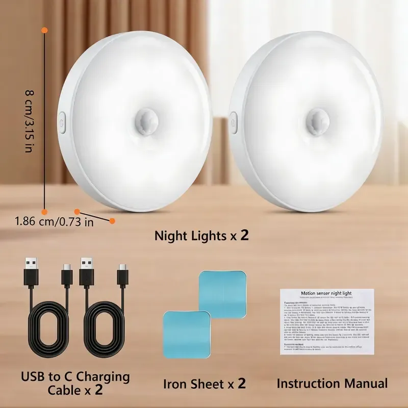 Buy one, get one! This magnetic, rechargeable LED light with automatic motion sensor has three modes, a 30-second auto-off function, and adjustable cool white light. It's easy to install and suitable for use in bedrooms, hallways, and cabinets. It features a self-adhesive design and a built-in battery.