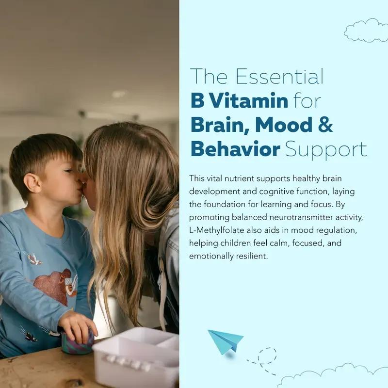 Triquetra Organic Kids Methylfolate + Methyl B12 Cofactor  Organic Berry Flavor, Liquid Form 5-MTHF Form Adjustable Dosing Supports Mood, Behavior, Cognition Methy folate  L-methylfolate Healthcare Fitness