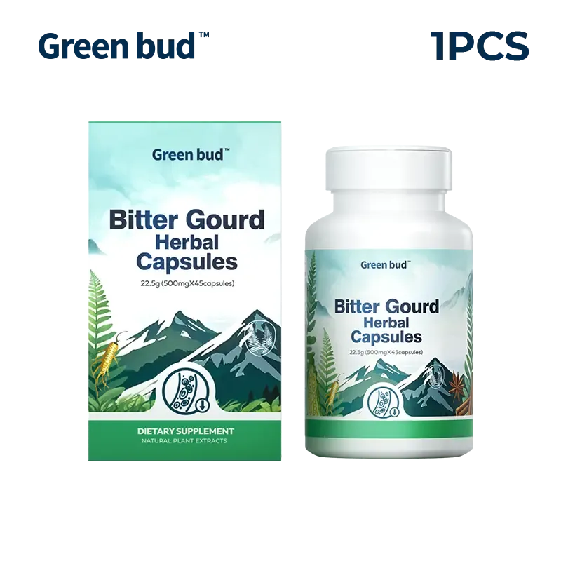 Green Bud 1 Bitter Gourd Herbal Capsules Contain Extracts of Bitter Gourd, Cinnamon, Ginseng, and Mulberry Leaves, etc.