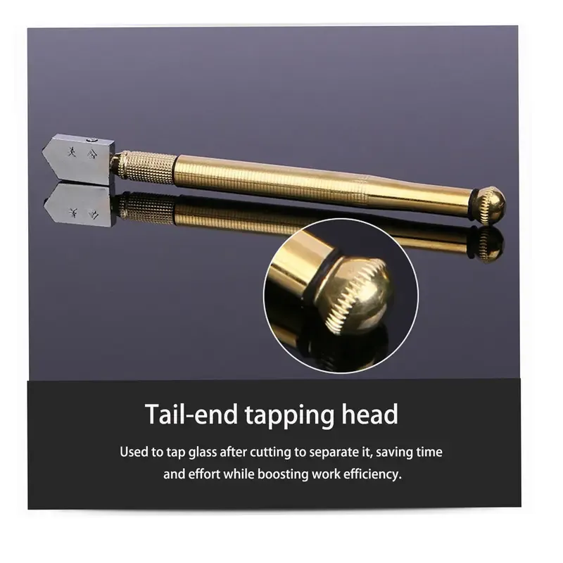 Diamond Head Glass Cutter Tool for 3-15mm Glass & Mirrors, Heavy Duty Steel Blade & Anti-Slip Grip for DIY Glass Cutting