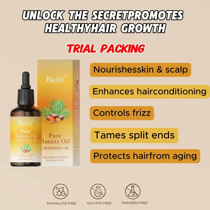 Buiiti Batana Oil with Rosemary for HairGrowth - Nourish Scalp & Detox forStrong &Healthy Hair, Organic BatanaOil with Rosemary -Reduce Hair Loss &Detox Your Scalp (30 mL) Haircare Rosemary Oil