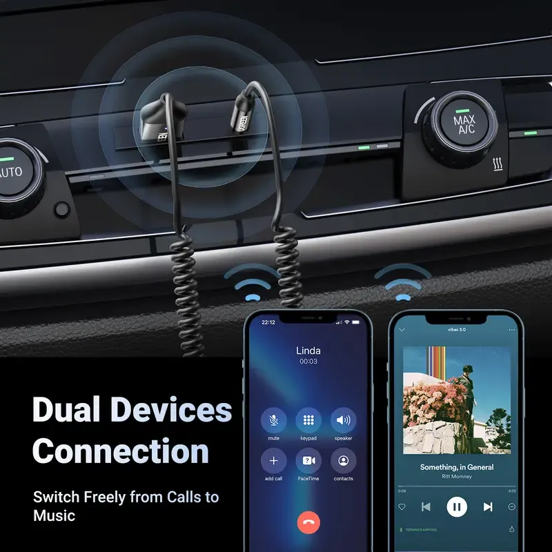 Upgrade your old car! UGREEN AUX to Bluetooth 6.0 Adapter - Universal for Wireless Music, Navigation, and Hands-free Calling