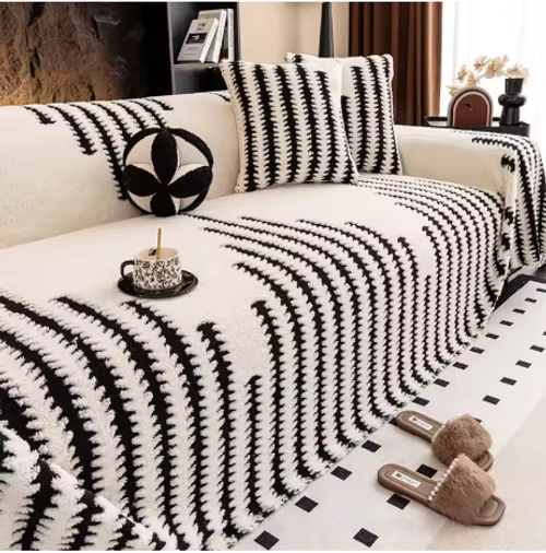 Thicken Warm Jacquard Tuffed Fleece Sofa Towel, for Living Room Bedding Room Large Relax Leisure Blanket Couch Cover Decor