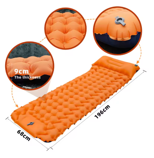 Ultralight Camping Inflatable Mattress Thicken Sleeping Pad With Built-in Pillow and Pump for Outdoor Traveling Hiking Climbing