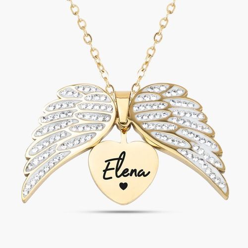Eternal Guardian - Angel Wings Memorial Necklace With Hidden Name