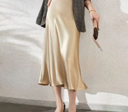 Women's silk half-length skirt