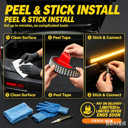 6-in-1 Pickup Tailgate LED Light Bar | Brake Turn Reverse Signal Strip