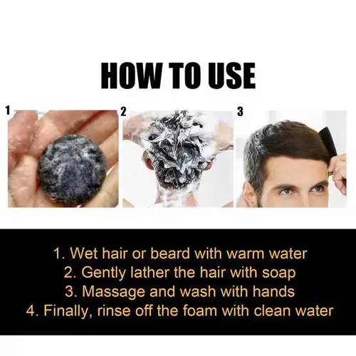 Shampoo soap for white hair to turn black hair Men's shampoo soap gently moisturizes black hair and makes it smooth