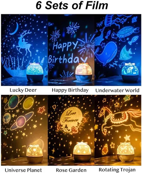 LED glow-in-the-dark galaxy music projector, 360 degree rotating music colour changing ambient light, seven colours starry night light