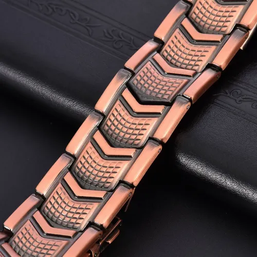 Retro fashion cross magnet negative ion magnetic therapy red copper bracelet for men