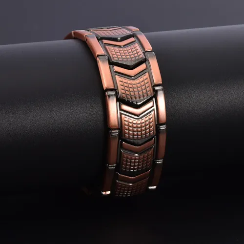 Retro fashion cross magnet negative ion magnetic therapy red copper bracelet for men