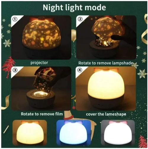 LED glow-in-the-dark galaxy music projector, 360 degree rotating music colour changing ambient light, seven colours starry night light