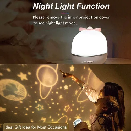 LED glow-in-the-dark galaxy music projector, 360 degree rotating music colour changing ambient light, seven colours starry night light