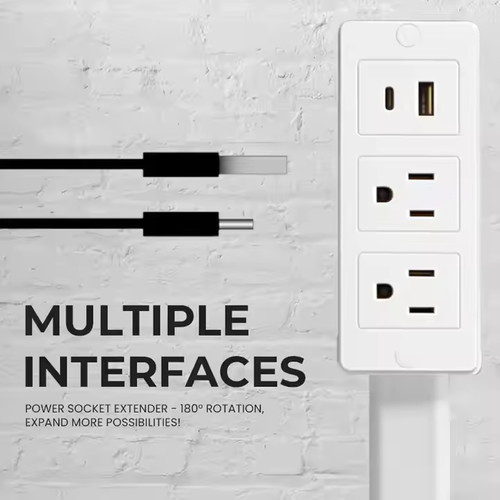 Power outlet extender swivels 180 ° Power outlet extender for sofas, nightstands, behind desks