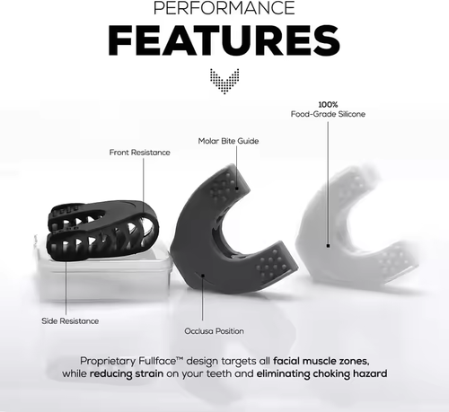 Chin Exerciser Neck Toning Facial Muscle Trainer V-Shaped Face Fitness Double Chin Reducer Two Resistance Levels Mouth Guard