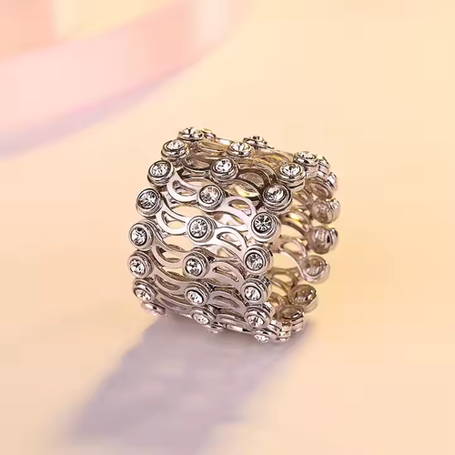 New Europe and the United States fashion creative diamond adjustable retractable ring can be deformed magic copper bracelet