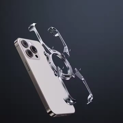 Rotating magnetic bracket suitable for Apple 16promax mobile phone case heat dissipation hollow aluminum alloy iphone15 borderless