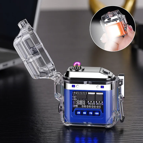 Transparent case waterproof electronic pulse lighter power display outdoor lighting lighterTransparent case waterproof electronic pulse lighter power display outdoor lighting lighter