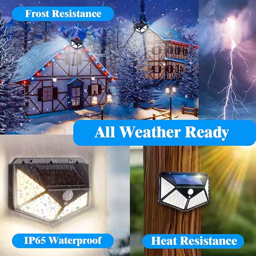High quality outdoor solar garden light 100 light emitting diode waterproof motion sensor solar wall light