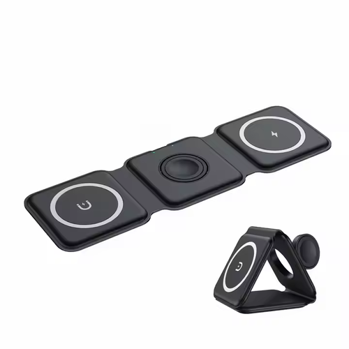 3in1magnetic wireless charger stand foldable 15w fast charging station portable wireless charger for airpods
