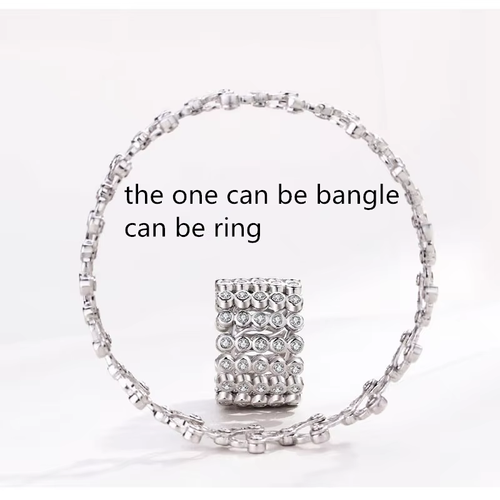 New Europe and the United States fashion creative diamond adjustable retractable ring can be deformed magic copper bracelet