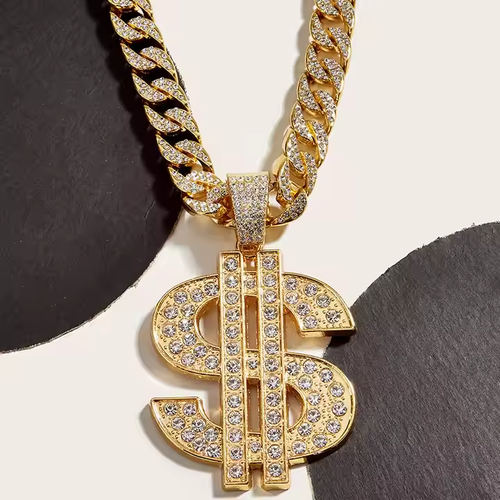 Fashion Cuban Necklace Jewelry Men Hipster Hip Hop Accessories Classic Dollar Pendant
