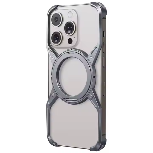 Rotating magnetic bracket suitable for Apple 16promax mobile phone case heat dissipation hollow aluminum alloy iphone15 borderless