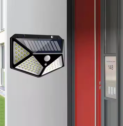 High quality outdoor solar garden light 100 light emitting diode waterproof motion sensor solar wall light