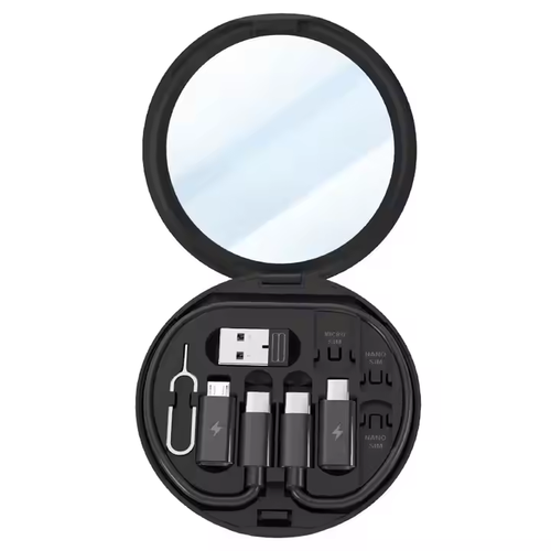 New travel charger kit multi-function charger shell mobile phone holder tray pop-up pin data cable set storage box