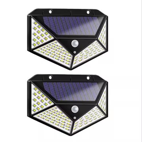 High quality outdoor solar garden light 100 light emitting diode waterproof motion sensor solar wall light