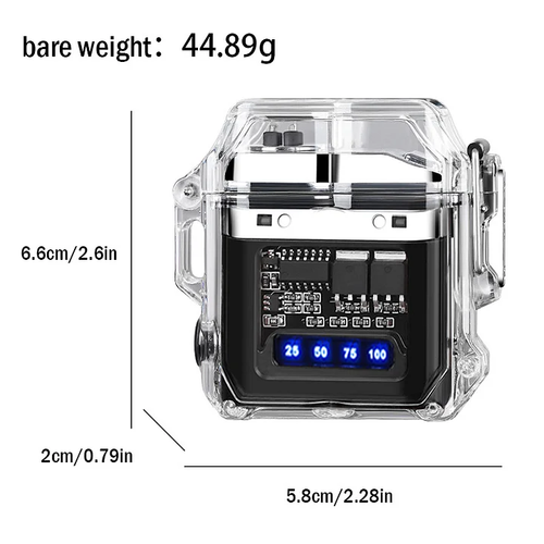 Transparent case waterproof electronic pulse lighter power display outdoor lighting lighterTransparent case waterproof electronic pulse lighter power display outdoor lighting lighter