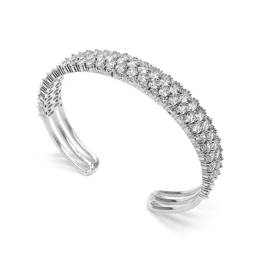 Platinum full diamond wide diamond bracelet ring narrow version simple fashion all-match dinner party party bracelet